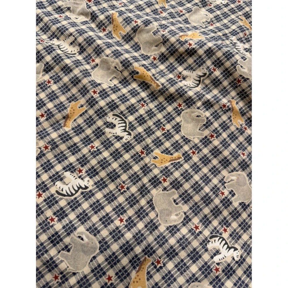 Vintage Lambs & Ivy Safari Crib Sheet and Safari Plaid Valance Set Animals Star